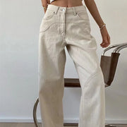 Vintage hvide baggy boyfriend-jeans med splejsning